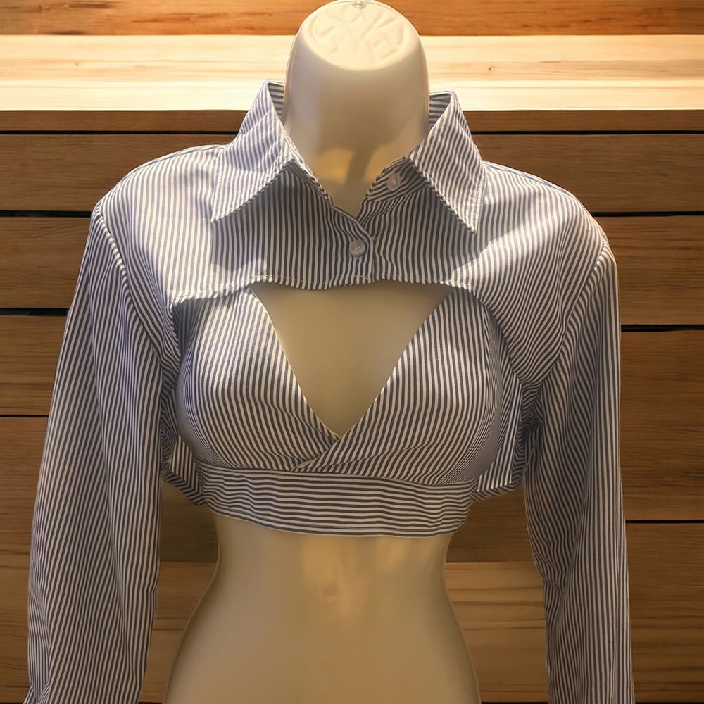 Two piece shirt. Blue and white. Size small